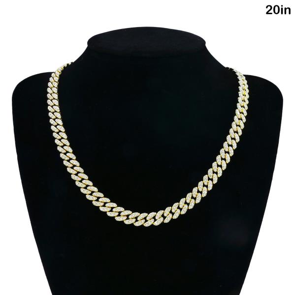 Brass Rhinestone Chain Necklace