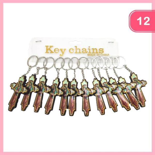 Virgin Mary Cross Keychain (12 Units)