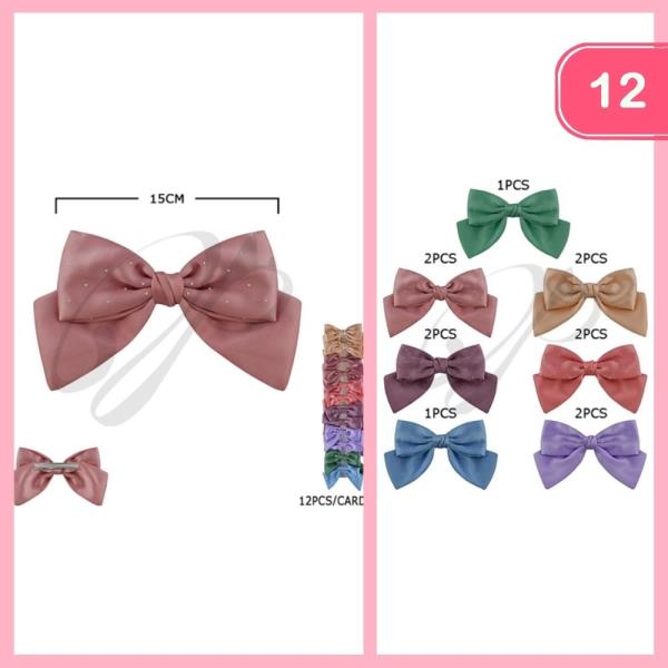 Silk Like Rhinestone Hair Bow (12 Units)