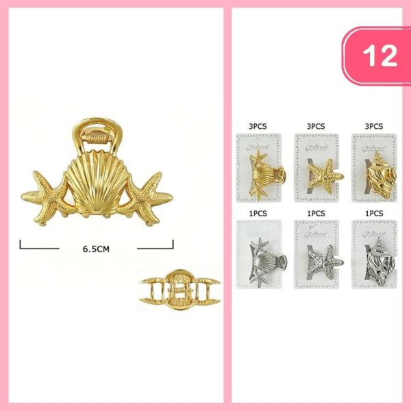 Metal Seashell Hair Claw Clip (12 Units)
