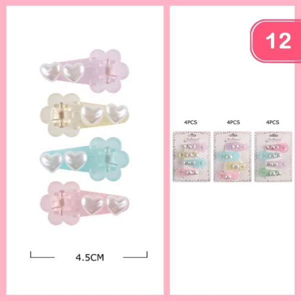 Flower Heart Hair Clip (12 Units)