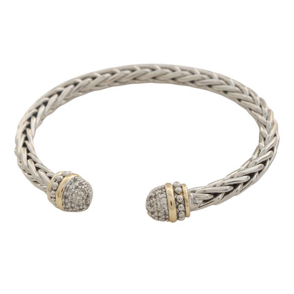Two Tone CZ Cuff Bracelet