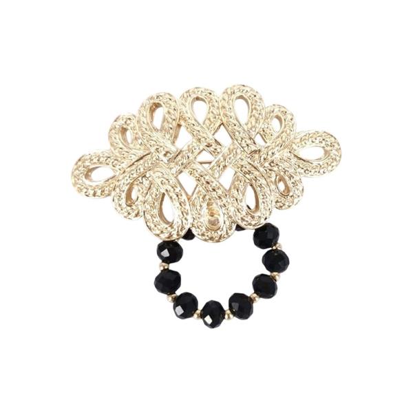 GLASS BEAD METAL KNOT BROOCH