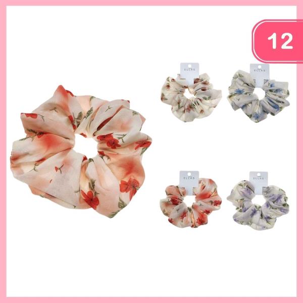 Flower Pattern Hair Scrunchie (12 Units)