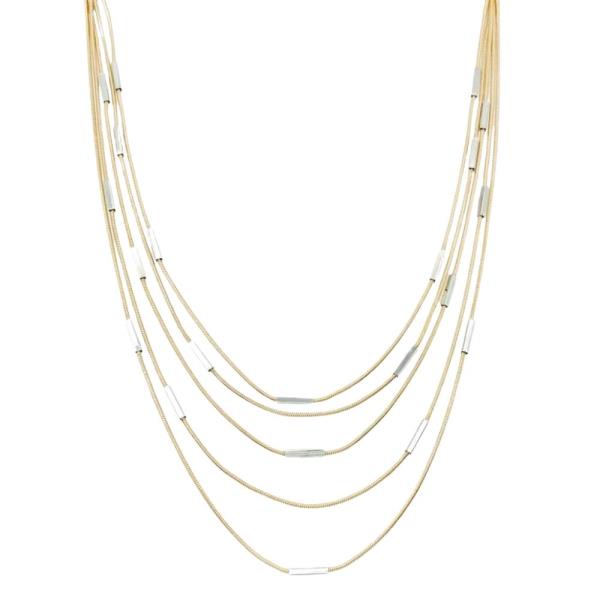 Metal Bead Multi Row Long Necklace