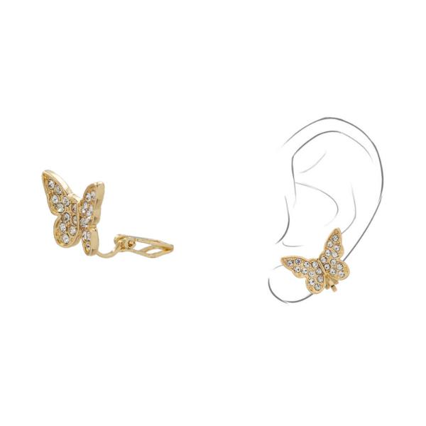 Rhinestone Butterfly Clip On Earring