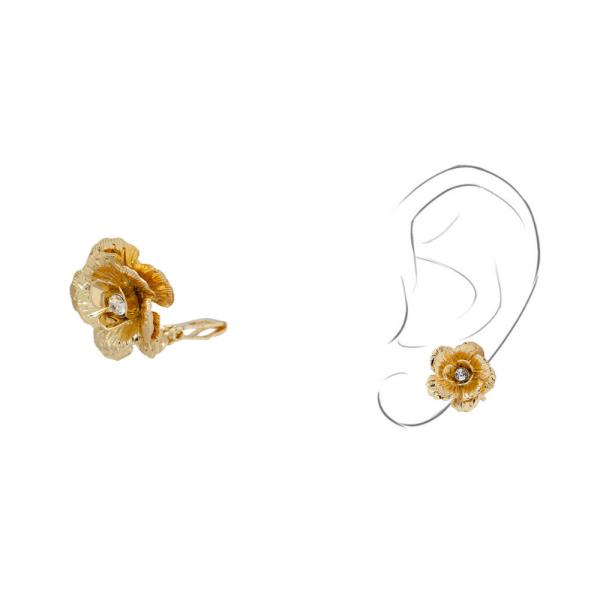 Metal Flower Clip On Earring