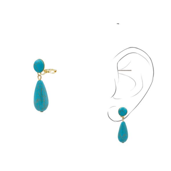 Turquoise Teardrop Clip On Earring