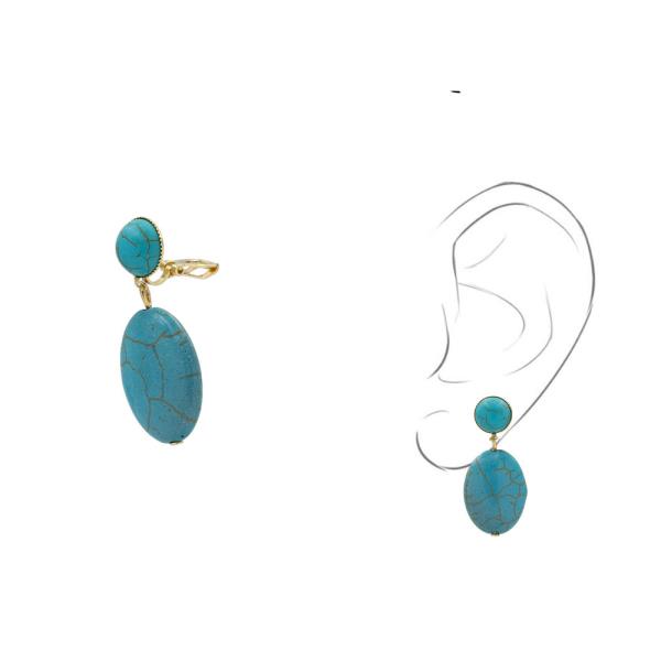 Turquoise Oval Drop Clip On Earring