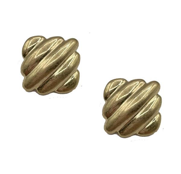Gold Square Textured Post Earring