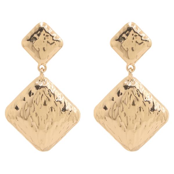 Gold Double Diamond Drop Earring