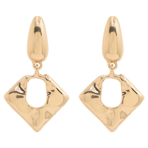Metal Diamond Shape Drop Post Earring