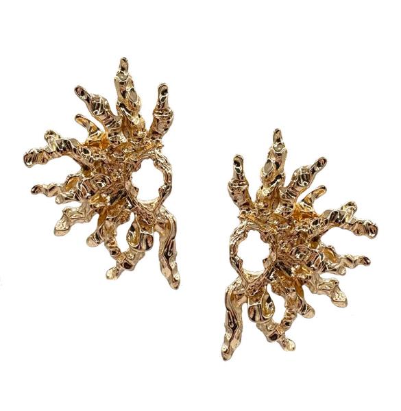 Gold Half Burst Earring
