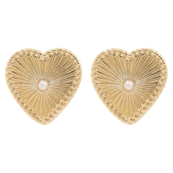 Gold Laser Cut Heart Post Earring