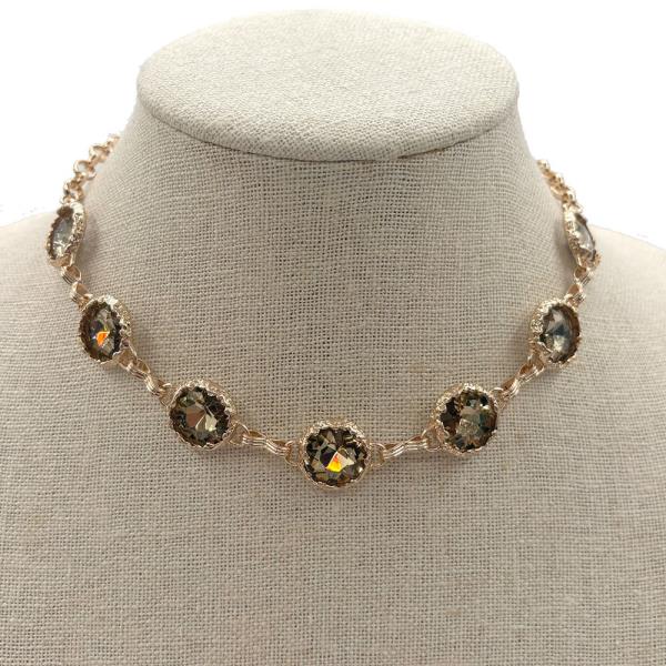 RHINESTONE STONE CHAIN NECKLACE