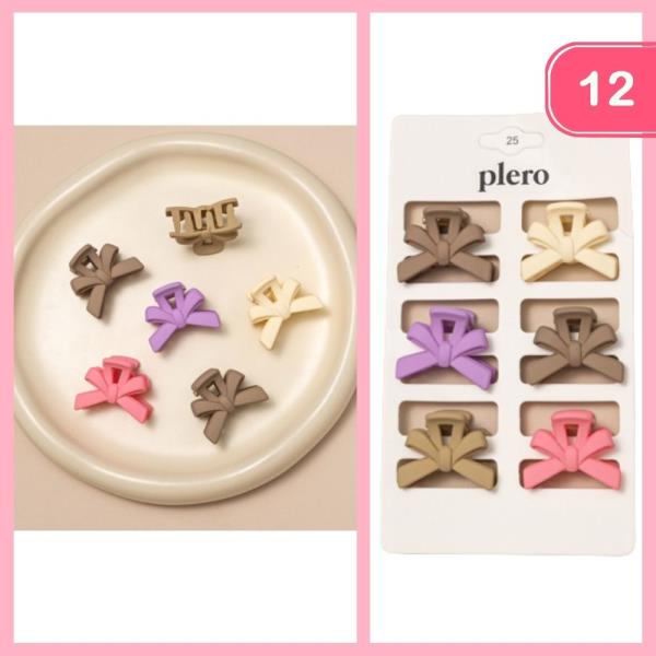 Mini Bow Hair Claw Clips (12 Units)