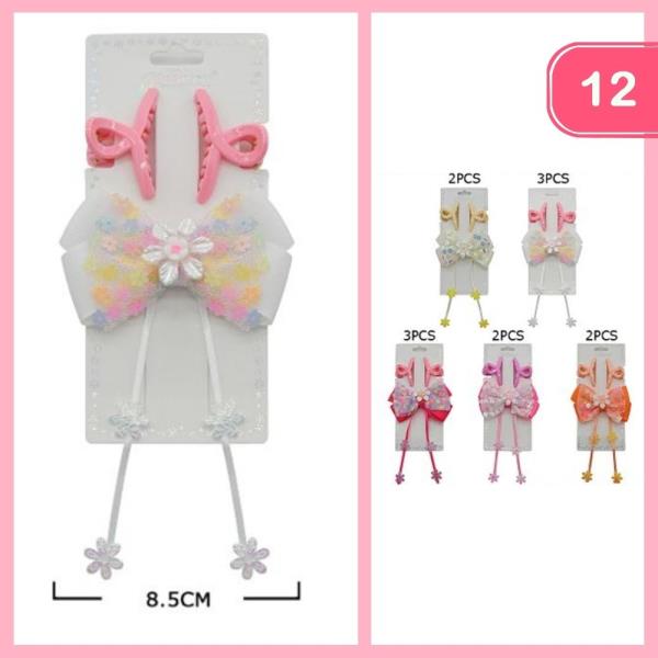 Hair Bow Hair Clip Set (12 Units)