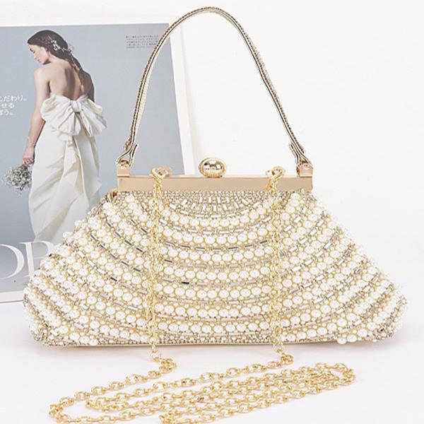 Rhinestone and Pearl Party Clutch Bag