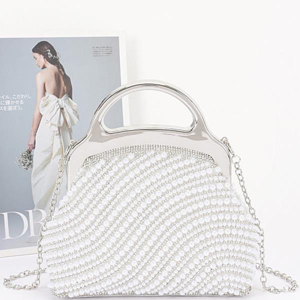 Rhinestone and Pearl Party Clutch Bag