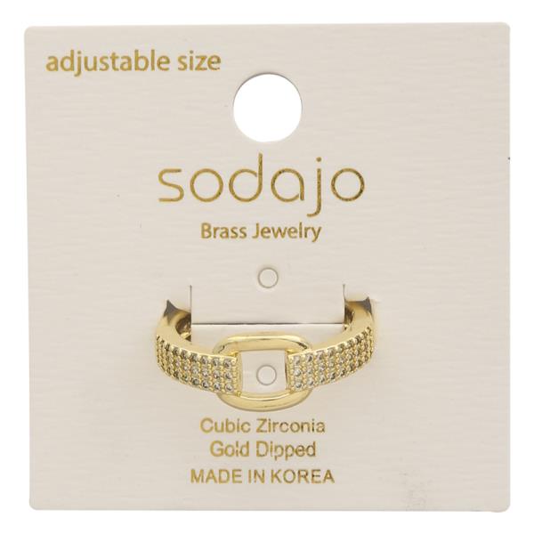 SODAJO Buckle CZ Gold Dipped Adjustable Ring