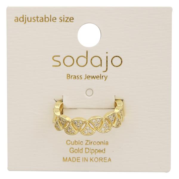 SODAJO Pattern CZ Gold Dipped Adjustable Ring