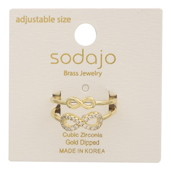 SODAJO Infinity CZ Gold Dipped Adjustable Ring