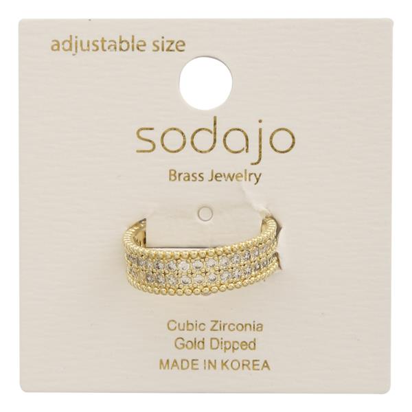 SODAJO Multi Row CZ Gold Dipped Adjustable Ring