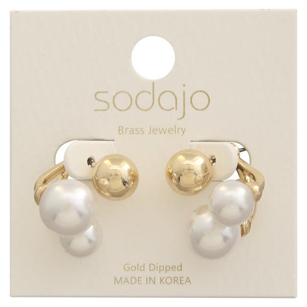 SODAJO Double Pearl Stud Gold Dipped Earring