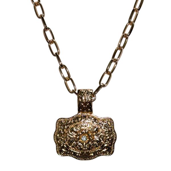 WESTERN BELT BUCKLE PENDANT NECKLACE