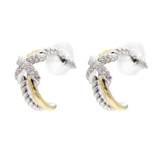 14K Gold Plated Two Tone Hoop Earrings