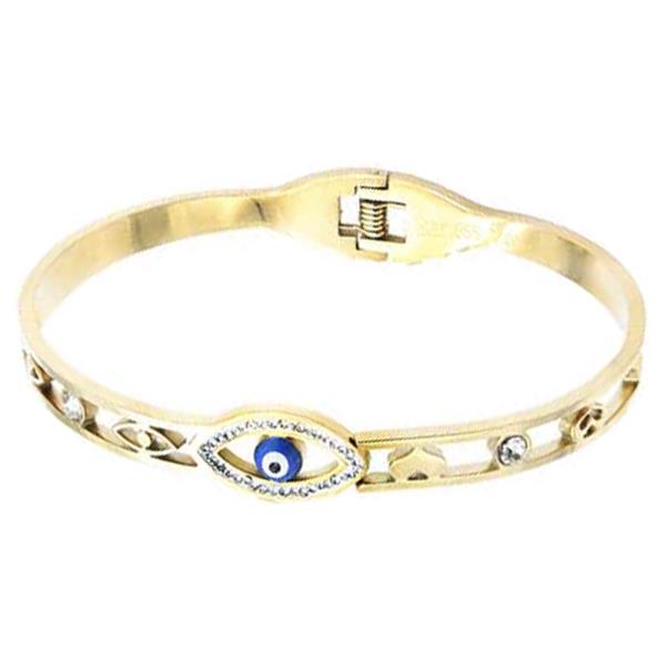 Stainless Steel Evil Eye Bangle Bracelet