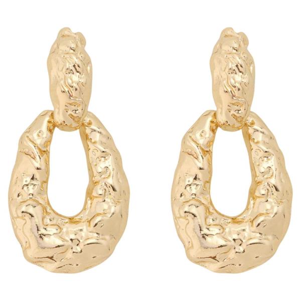 Hammered Double Oval Drop Earring