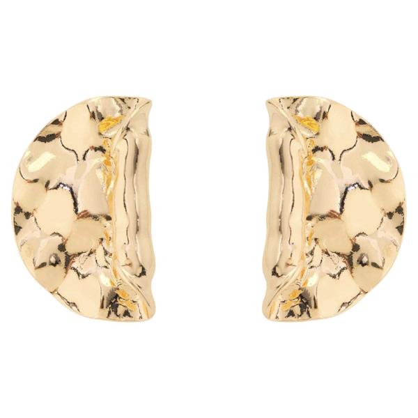 Hammered Half Moon Stud Earring