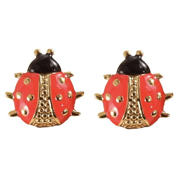 Rhinestone Ladybug Stud Earring