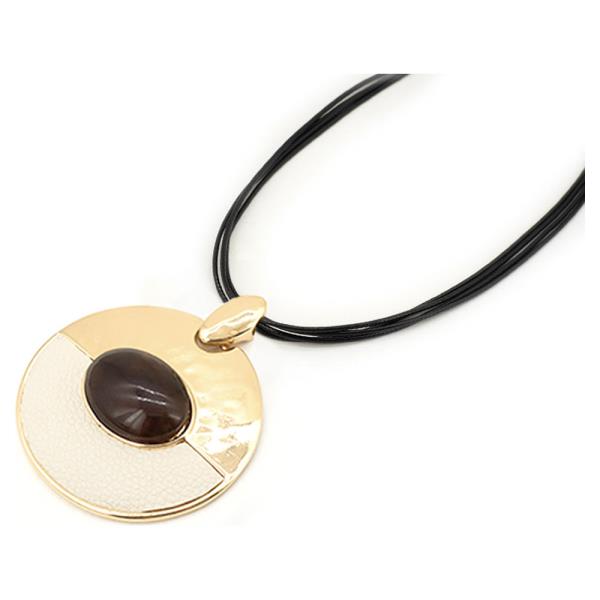 Resin Disc Pendant Cord Necklace