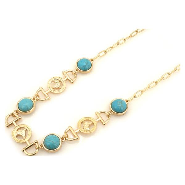 Western Turquoise Horseshoe Concho Link Necklace