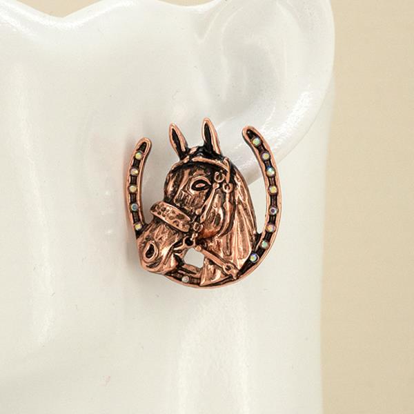 Western Horse Horseshoe Stud Earring