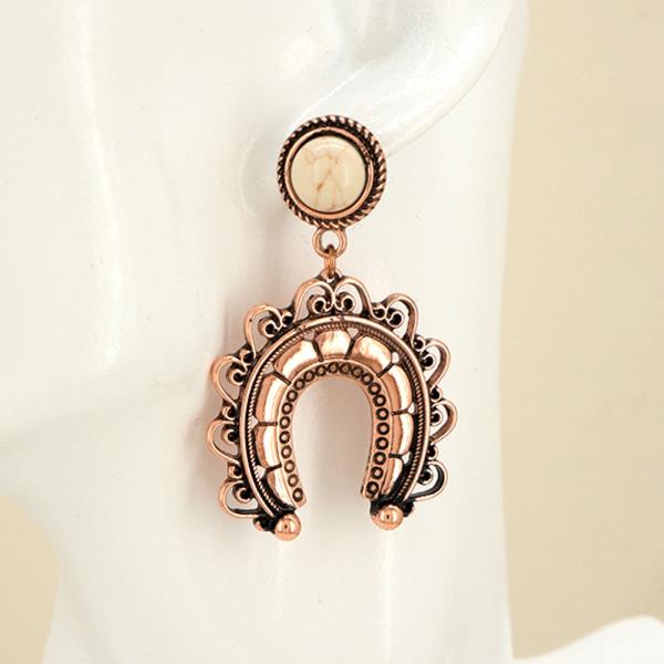 Western Turquoise Horseshoe Drop Earring