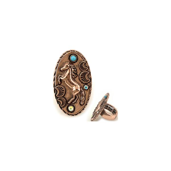 Western Turquoise Horse Oval Ring