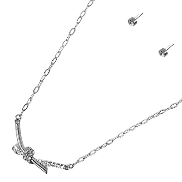 Knotted Pendant Chain Necklace Earring Set
