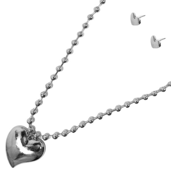 HEART W/ BALL CHAIN NECKLACE