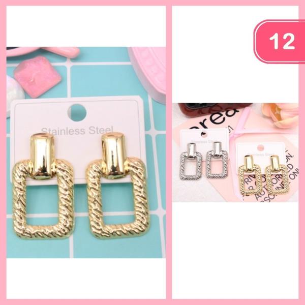 Stainless Steel Door Knocker Earrings (12 Units)