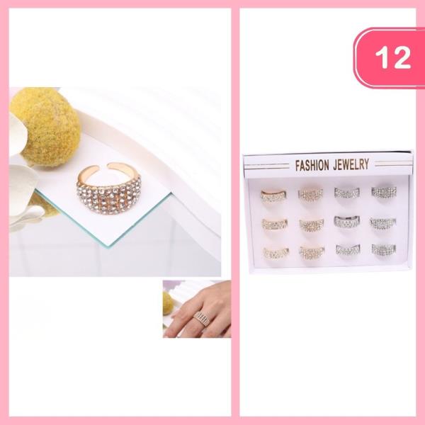 Rhinestone Open Ring (12 Units)