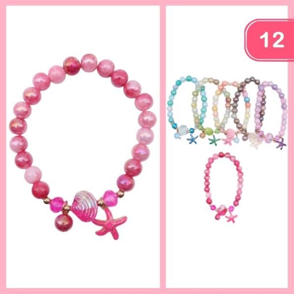 Beaded Sea Life Charm Stretch Bracelet (12 Units)