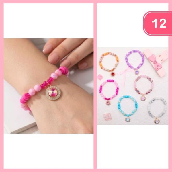 Beaded Charm Stretch Bracelet (12 Units)