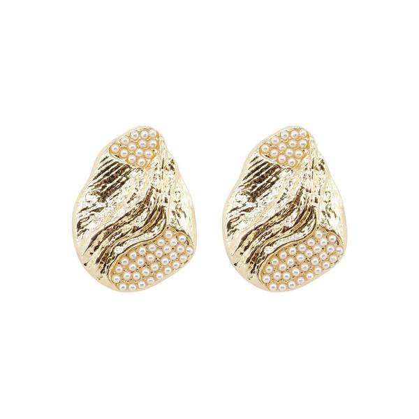 Hammered Baby Pearl Earring