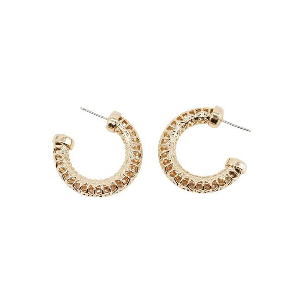 Textured Metal C Hoop Earring