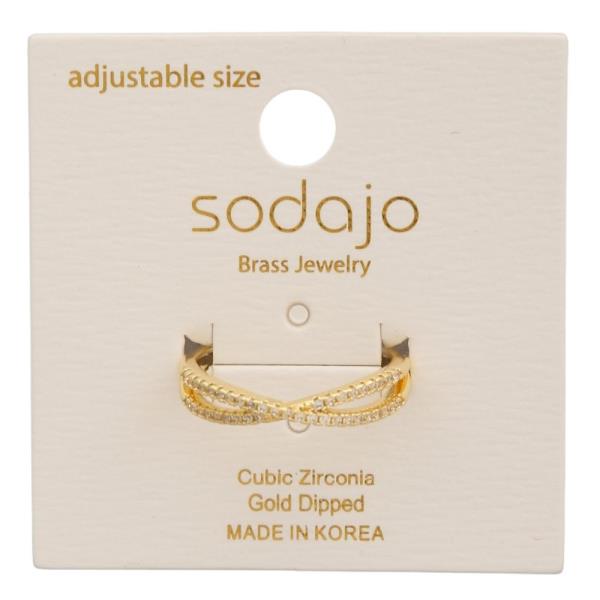 SODAJO Gold Dipped CZ Cross Ring