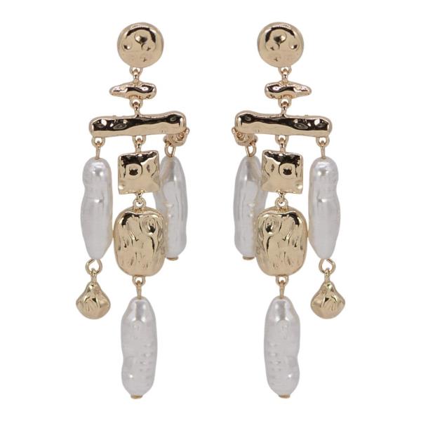 Pearl Metal Drop Earring