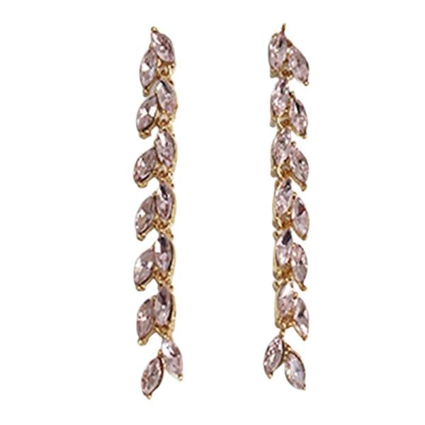 Rhinestone Leaf Vine Linear Earring